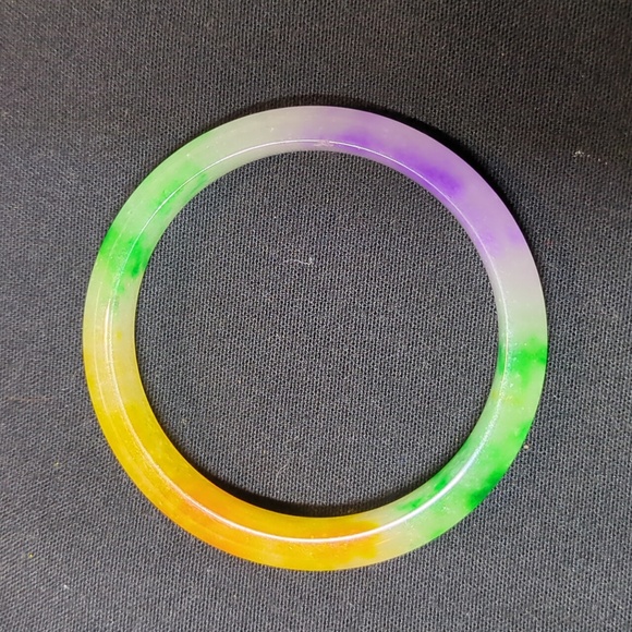 Multicolor Jade Style Bangle Bracelet Green Purple Yellow Gift Box - Picture 3 of 4
